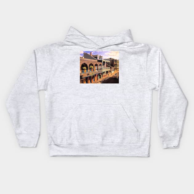 New Orleans Louisiana French Quarter Art Kids Hoodie by Oldetimemercan